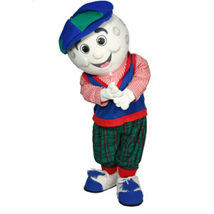 Inflatable Mascot with Golf Ball Head Golf Ball Guy Mascot Costume available as Rental
