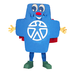 Blue Cross, custom corporate mascot Blue Cross, custom corporate mascot