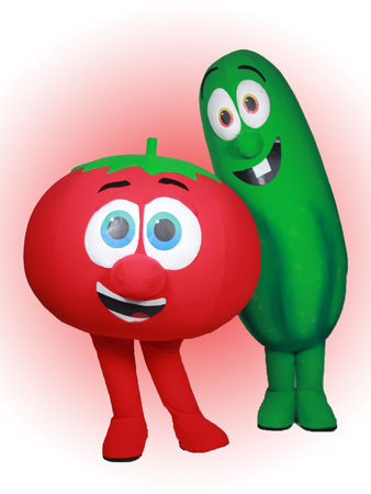 Larry and Bob mascots from Veggie Tales as createsd by Costume Specialist