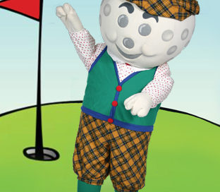 Golfball Guy Mascot Costume