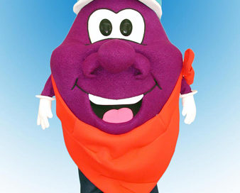 Plum Guy Mascot Costume