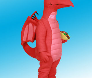 Taco Dragon mascot costume rental