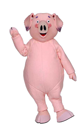 A custom mascot by Costume Specialists of a pig named Mercy Watson.
