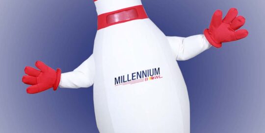 Bowling Pin Mascot Costume by Costume Specialists for Millennium Bowl